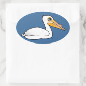 BIrdorable American White Pelican Ovale Sticker (Tas)