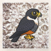 Birdorable Bat Falcon Schattigee Cartoon Raptor Glazen Onderzetter (Voorkant)