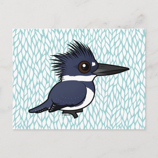 Birdorable Belted Kingfisher (mannelijk) Briefkaart (Voorkant)