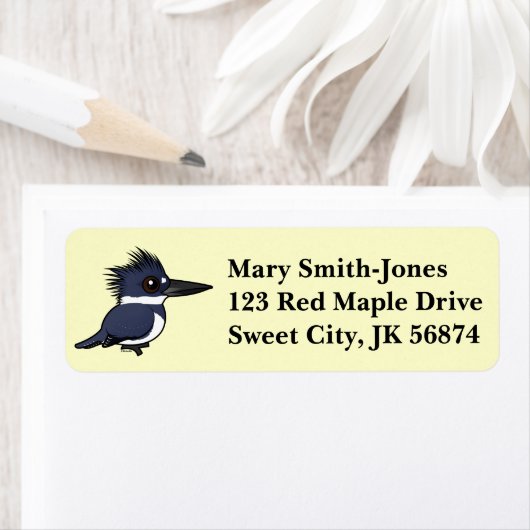 Birdorable Belted Kingfisher (mannelijk) Etiket (Insitu)