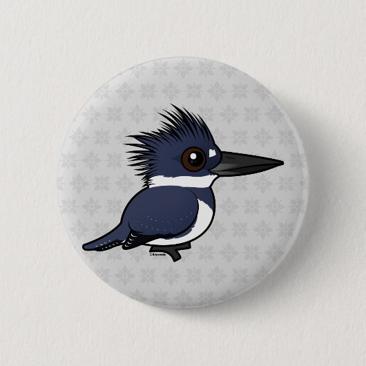 Birdorable Belted Kingfisher (mannelijk) Ronde Button 5,7 Cm (Voorkant)