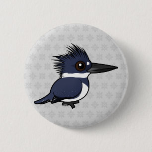Birdorable Belted Kingfisher (mannelijk) Ronde Button 5,7 Cm