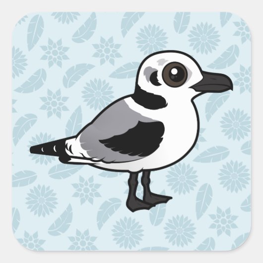 Birdorable Black-legged Kittiwake juveniel Vierkante Sticker (Voorkant)