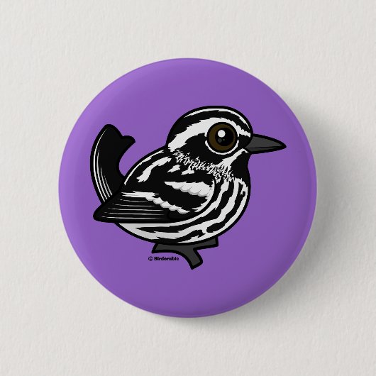 Birdorable Black & White Warbler Ronde Button 5,7 Cm (Voorkant)