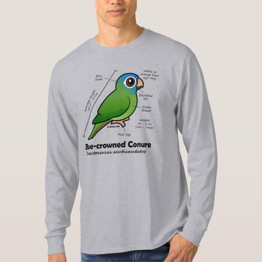 Birdorable Blue-crowned Conure Statistics T-shirt (Voorkant)