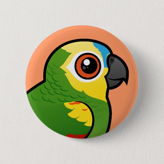 Birdorable Blue-fronted Parrot Ronde Button 5,7 Cm (Voorkant)