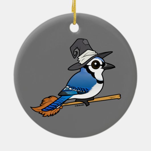Birdorable Blue Jay Witch Halloween Keramisch Ornament (Achterkant)