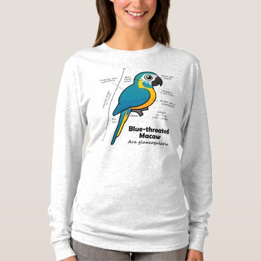 Birdorable Blue-throated Macaw Statistics T-shirt (Voorkant)