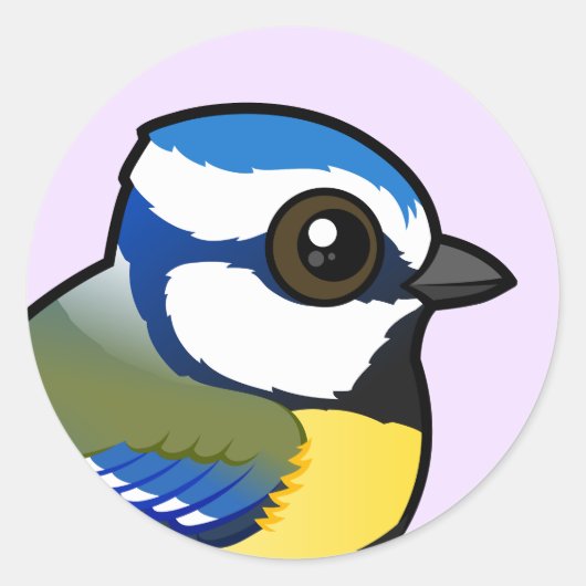 Birdorable Blue Tit Ronde Sticker (Voorkant)