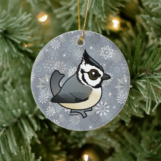 Birdorable Bridled Titmouse Schattige Cartoon Bird Keramisch Ornament (Boom)