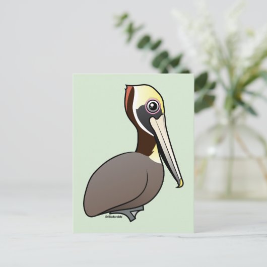 Birdorable Brown Pelican Briefkaart (Staand voorkant)