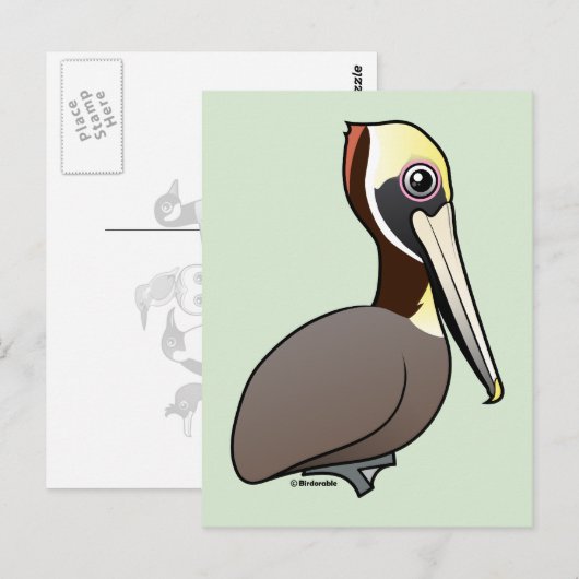 Birdorable Brown Pelican Briefkaart (Voorkant / Achterkant)