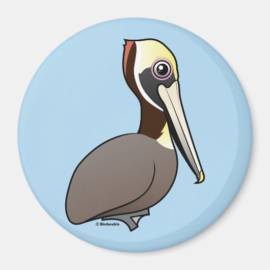 Birdorable Brown Pelican Magneet (Voorkant)
