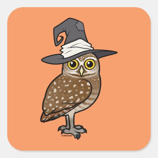 Birdorable Burrowing Uil Witch Vierkante Sticker (Voorkant)