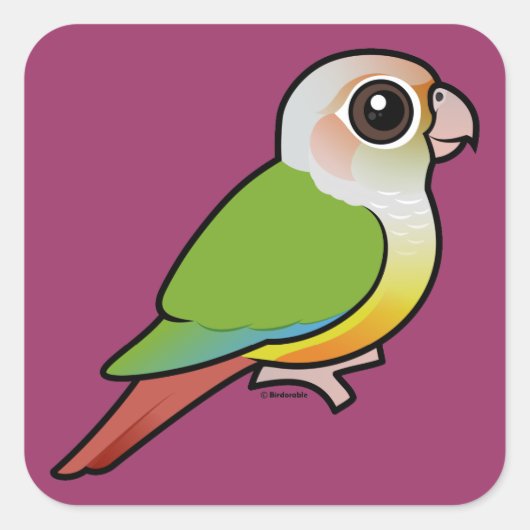 Birdorable Cinnamon Green-cheeked Conure Vierkante Sticker (Voorkant)