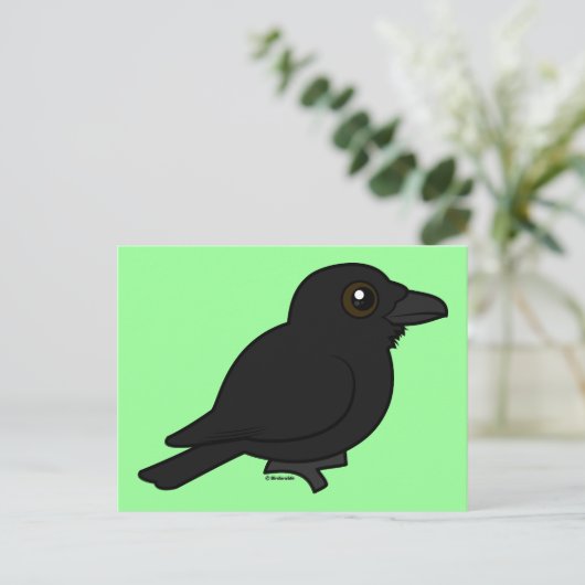 Birdorable Common Raven Briefkaart (Staand voorkant)