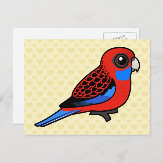 Birdorable Crimson Rosella Briefkaart (Voorkant / Achterkant)