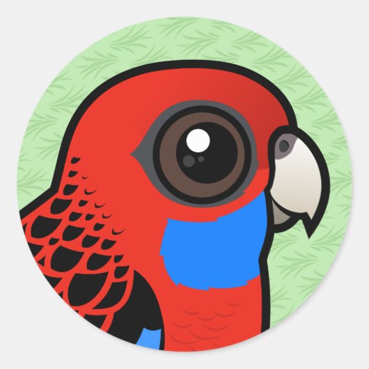 Birdorable Crimson Rosella Ronde Sticker (Voorkant)