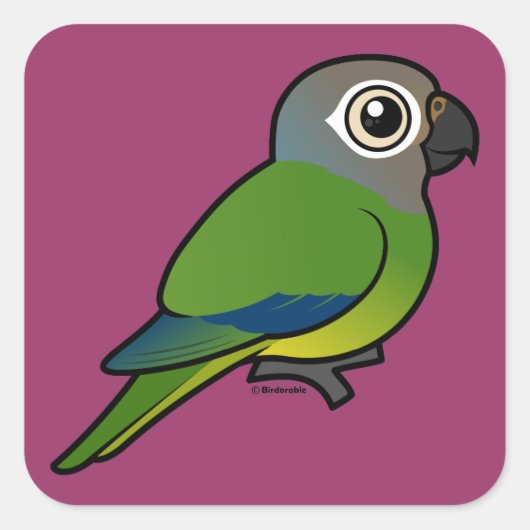 Birdorable Dusky-headed Conure Vierkante Sticker (Voorkant)
