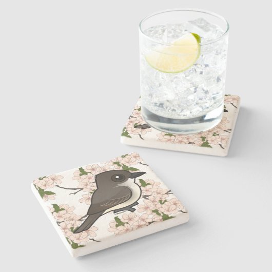 Birdorable Eastern Phoebe Stenen Onderzetter (Zijkant)
