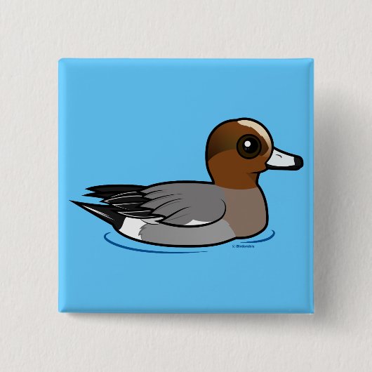 Birdorable Eurasian Wigeon Vierkante Button 5,1 Cm (Voorkant)