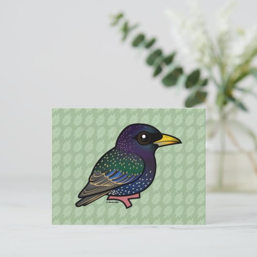 Birdorable European Starling Briefkaart (Staand voorkant)