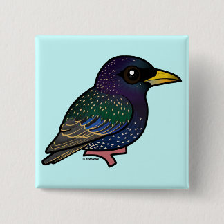 Birdorable European Starling Vierkante Button 5,1 Cm