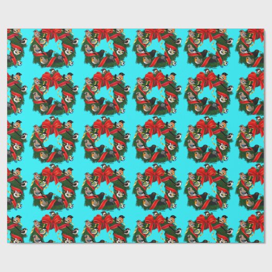 Birdorable Europese Tuin Vogels Kerst Krans Cadeaupapier (Vlak)