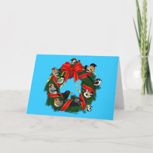 Birdorable Europese Tuin Vogels Kerst Krans Feestdagen Kaart