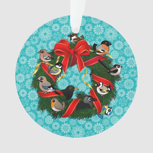 Birdorable Europese Tuin Vogels Kerst Krans Ornament (voorkant)