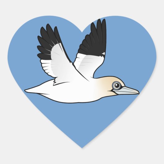 Birdorable Flying Northern Gannet Hart Sticker (Voorkant)