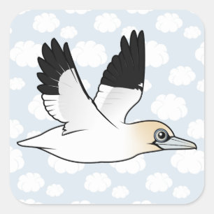 Birdorable Flying Northern Gannet Vierkante Sticker