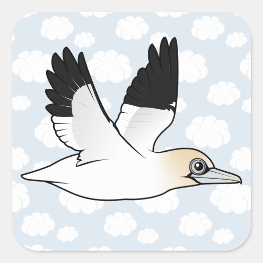 Birdorable Flying Northern Gannet Vierkante Sticker (Voorkant)