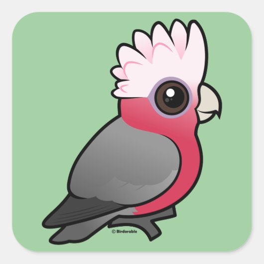 Birdorable Galah Vierkante Sticker (Voorkant)