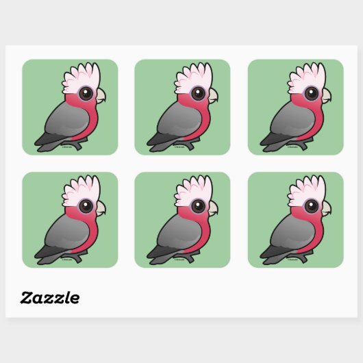 Birdorable Galah Vierkante Sticker (Vel)