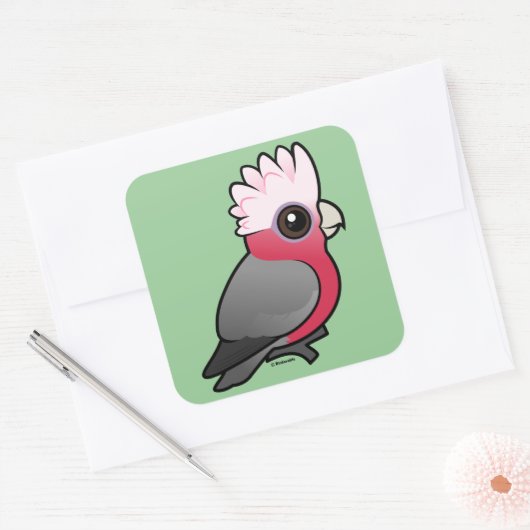 Birdorable Galah Vierkante Sticker (Envelop)