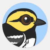 Birdorable Golden-cheeked Warbler Ronde Sticker (Voorkant)