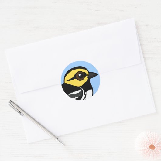 Birdorable Golden-cheeked Warbler Ronde Sticker (Envelop)