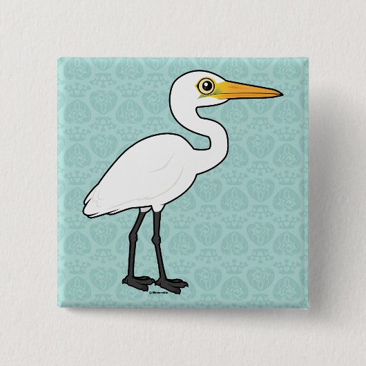 Birdorable Great Egret Vierkante Button 5,1 Cm (Voorkant)
