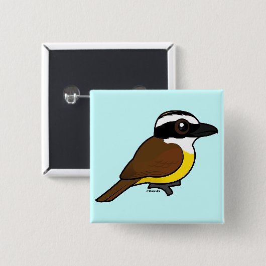 Birdorable Great Kiskadee Vierkante Button 5,1 Cm (Voorkant /achterkant)