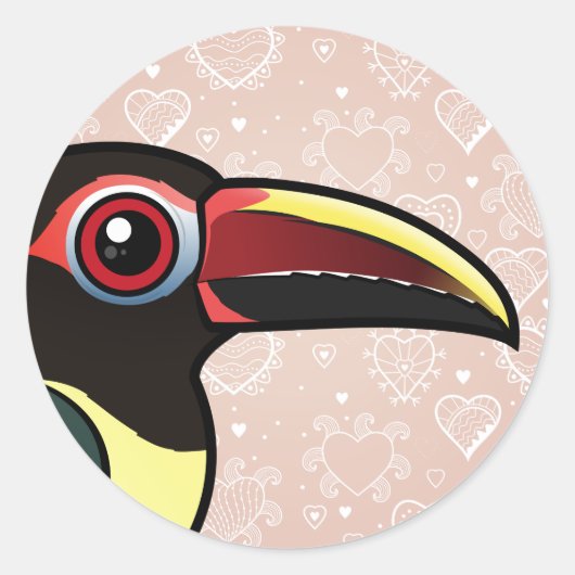 Birdorable Green Aracari Ronde Sticker (Voorkant)