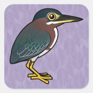 Birdorable Green Heron Vierkante Sticker
