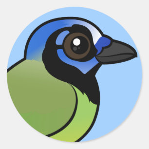 Birdorable Green Jay Ronde Sticker