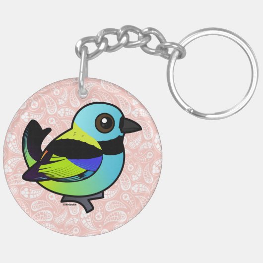 Birdorable Green-kopige Tanager Sleutelhanger (Achterkant Links)