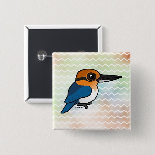 Birdorable Guam Kingfisher Vierkante Button 5,1 Cm (Voorkant /achterkant)