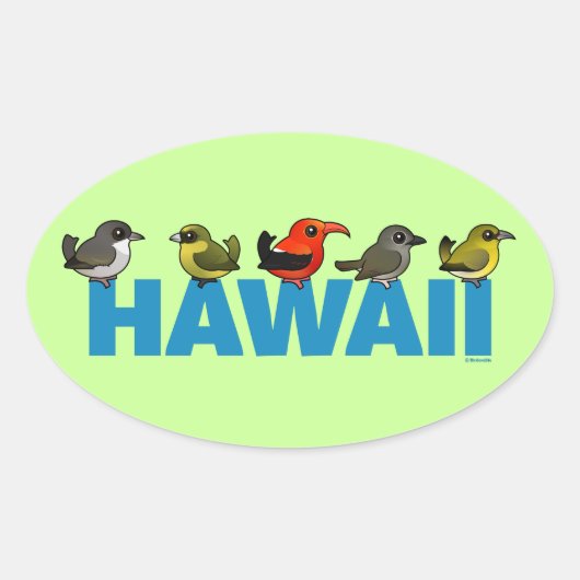 Birdorable Hawaï Ovale Sticker (Voorkant)