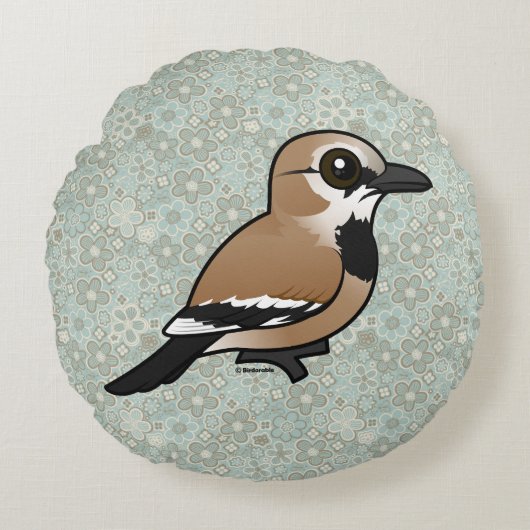 Birdorable Iranian Ground Jay Rond Kussen (Voorkant)