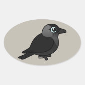 Birdorable Jackdaw Ovale Sticker (Voorkant)