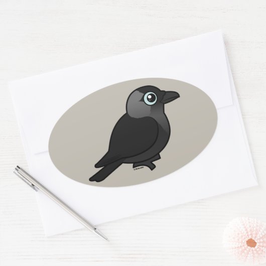 Birdorable Jackdaw Ovale Sticker (Envelop)