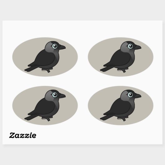 Birdorable Jackdaw Ovale Sticker (Vel)